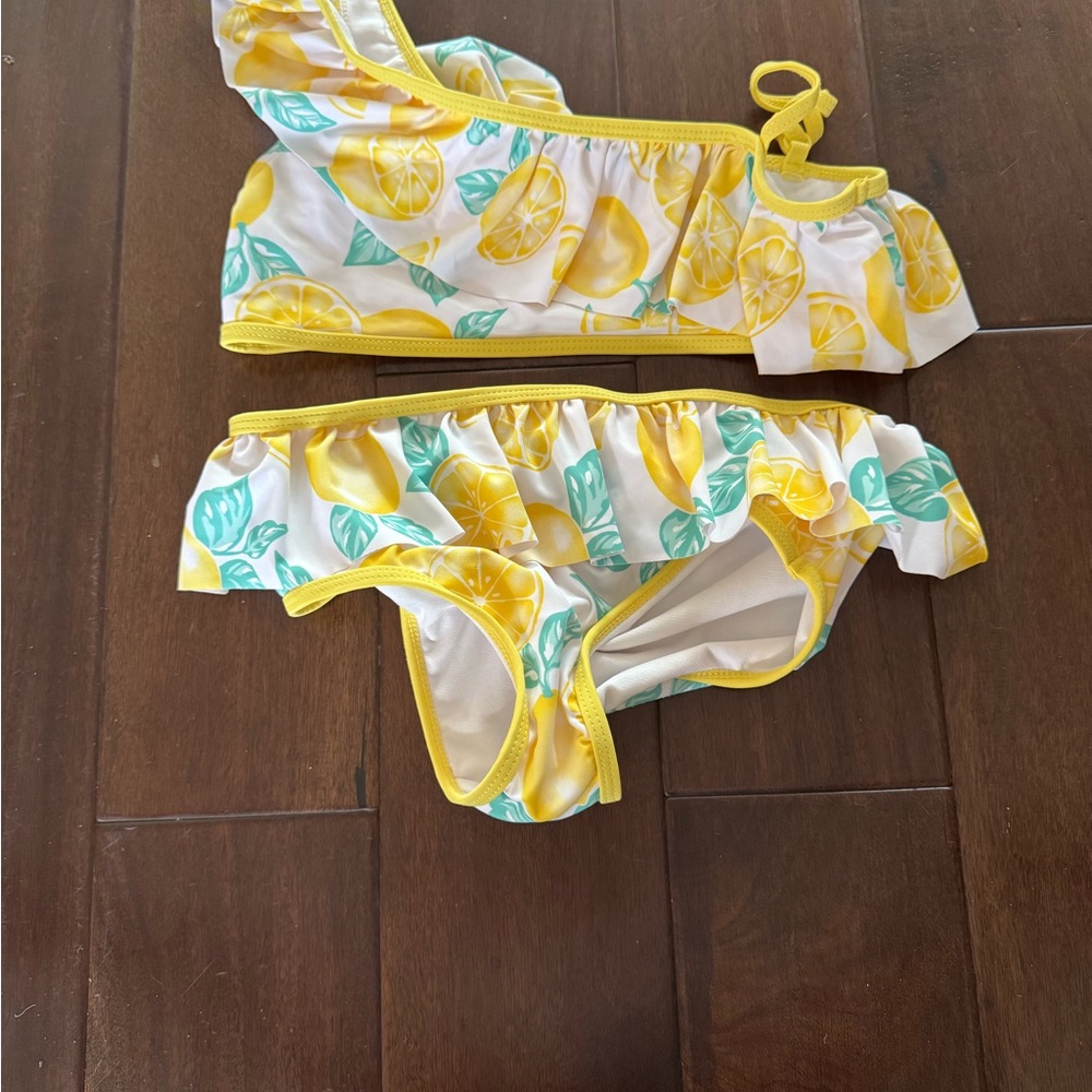 Source Unknown Kids Bikini - Yellow and Green Lemon Print